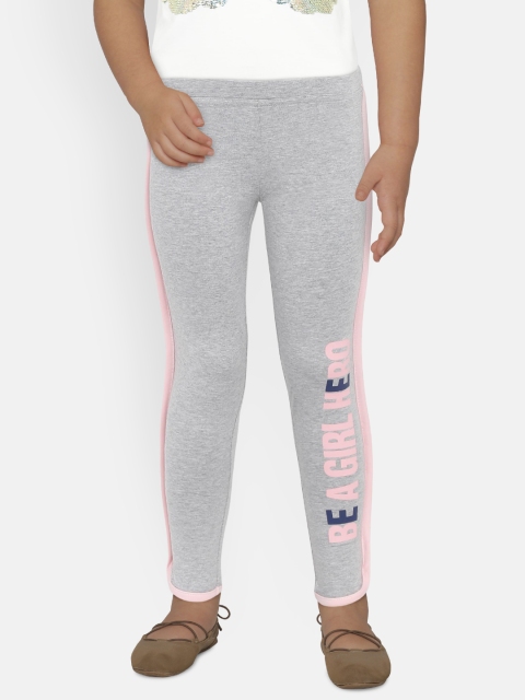 

United Colors of Benetton Girls Grey Melange Printed Detail Leggings