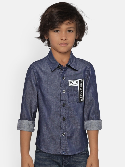 

United Colors of Benetton Boys Navy Blue Regular Fit Chambray Casual Shirt