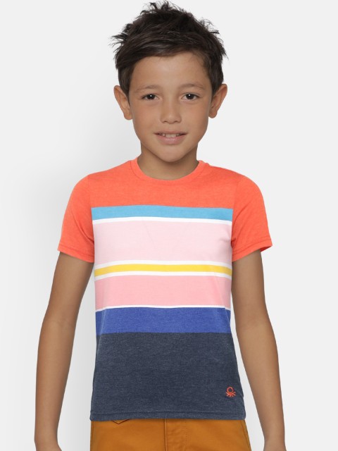 

United Colors of Benetton Boys Multicoloured Striped Round Neck T-shirt, Multi