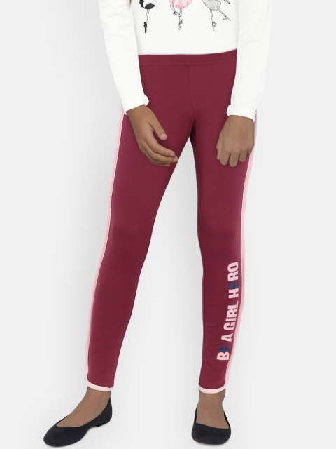 

United Colors of Benetton Girls Maroon Printed Detail Leggings