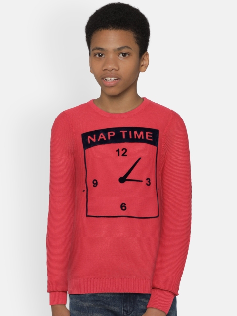 

United Colors of Benetton Boys Red Printed Pullover