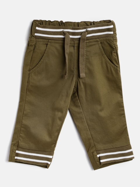 

United Colors of Benetton Boys Olive Green Regular Fit Solid Trousers