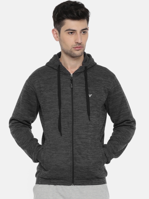 

Wildcraft Men Charcoal Grey Solid Hooded Zip Mel Sweatshirt