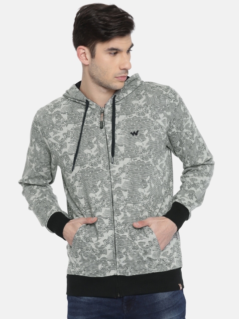 

Wildcraft Men Grey Printed Hooded Zippered Camo Sweatshirt