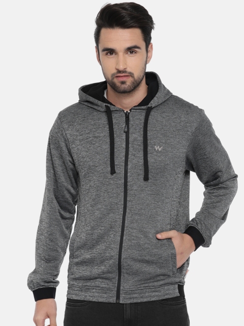 

Wildcraft Men Grey Solid Hooded Zip Mel Sweatshirt