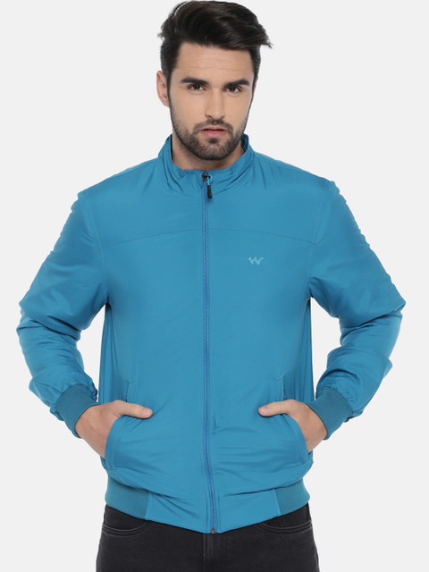 

Wildcraft Men Blue Solid Bomber Light Quilted Jacket