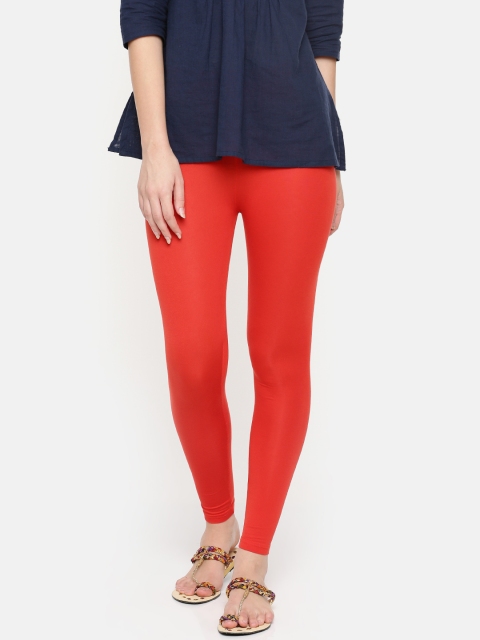 

De Moza Women Orange Solid Ankle-Length Leggings