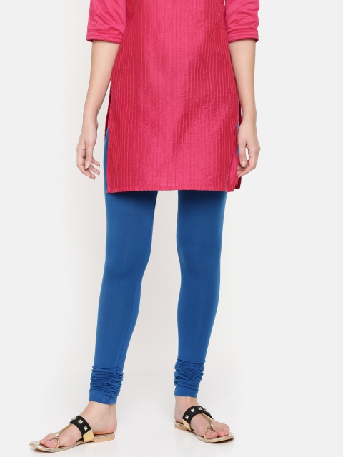

De Moza Blue Solid Churidar Leggings