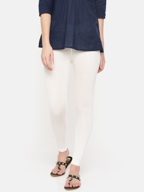 

De Moza Women White Solid Ankle-Length Leggings