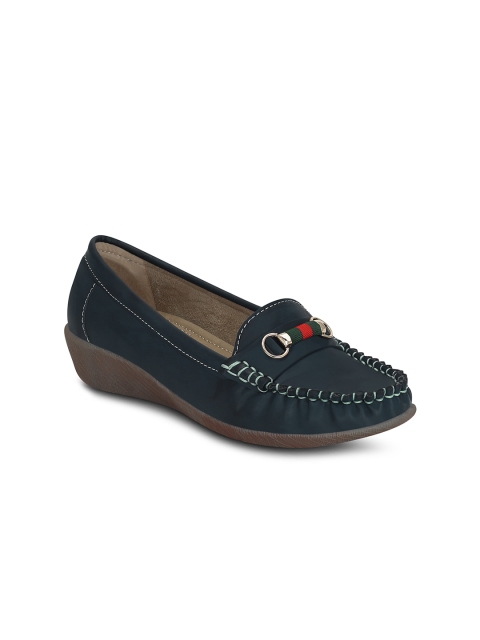 

Get Glamr Women Teal Blue Solid Heeled Loafers