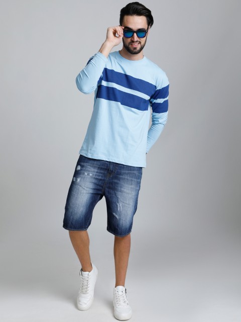 

DILLINGER Men Blue Colourblocked Round Neck T-shirt