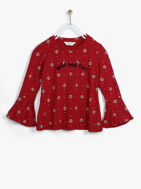 

Gini and Jony Girls Maroon Checked Blouson Top