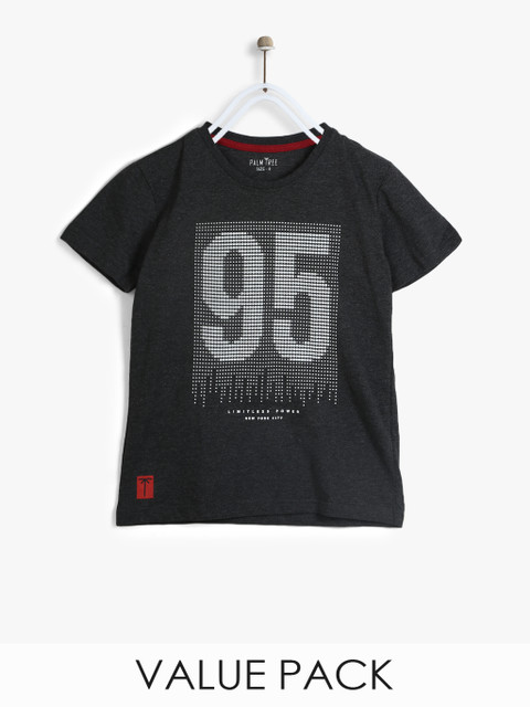 

Palm Tree Boys Grey Printed Round Neck T-shirt