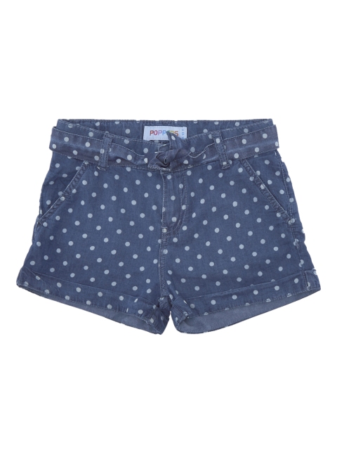 

POPPERS by Pantaloons Girls Blue Printed Regular Fit Denim Shorts