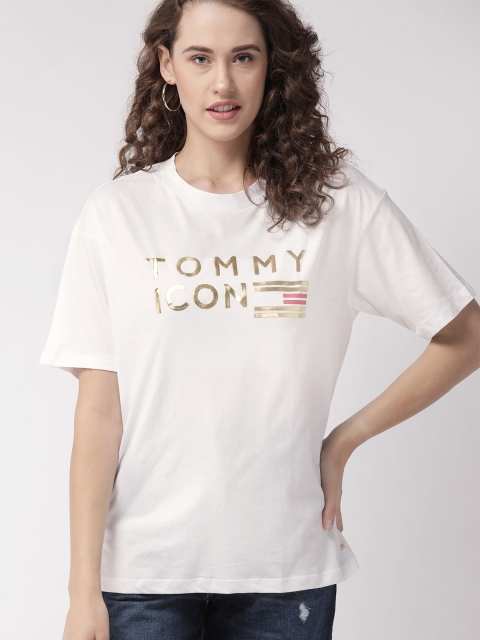 

Tommy Hilfiger Women White Printed Round Neck T-shirt