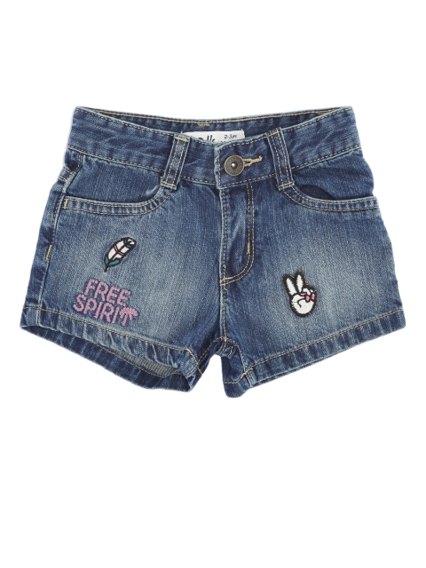 

CHALK by Pantaloons Girls Blue Washed Regular Fit Denim Shorts