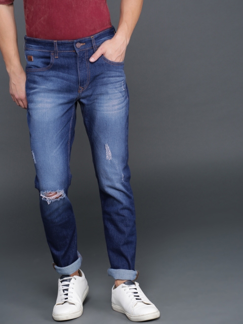 

WROGN Men Blue Slim Fit Mid-Rise Mildly Distressed Stretchable Jeans