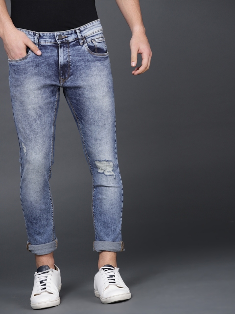 

WROGN Men Blue Slim Fit Mid-Rise Mildly Distressed Stretchable Jeans