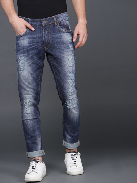 

WROGN Men Blue Slim Fit Mid-Rise Mildly Distressed Stretchable Jeans