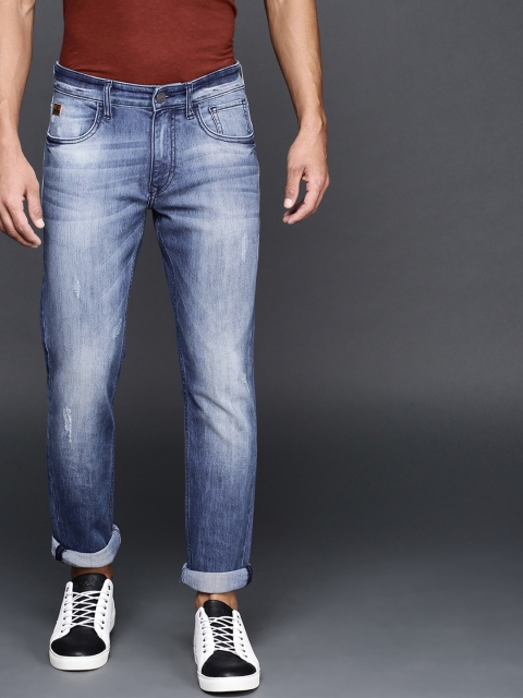 

WROGN Men Blue Slim Fit Mid-Rise Low Distress Stretchable Jeans