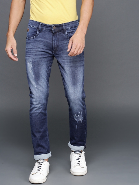 

WROGN Men Blue Slim Fit Mid-Rise Mildly Distressed Stretchable Jeans