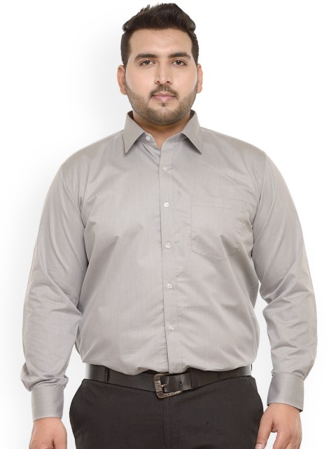 

plusS Men Grey Comfort Regular Fit Solid Casual Shirt