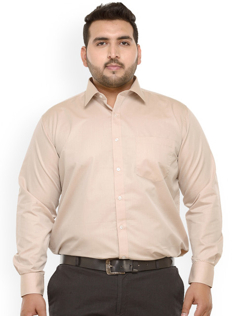 

plusS Men Beige Comfort Regular Fit Solid Casual Shirt