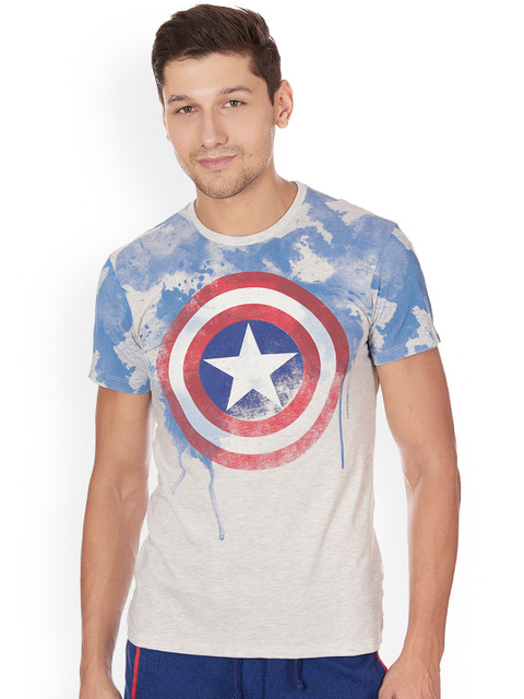 

Free Authority Men Cream-Coloured Captain America Printed T-shirt