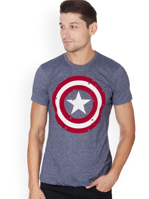 

Free Authority Men Navy Blue Captain America Printed T-shirt