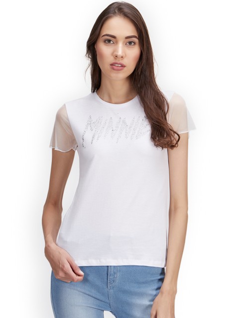 

Free Authority Women White Mickey and Friends Printed Round Neck T-Shirt