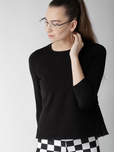 

FOREVER 21 Women Black Solid Pullover