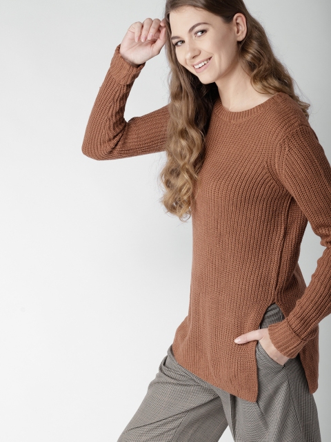 

FOREVER 21 Women Brown Solid Pullover