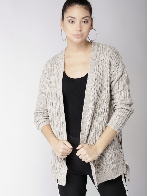 

FOREVER 21 Women Grey Solid Front-Open Sweater