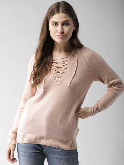 

FOREVER 21 Women Pink Solid Pullover
