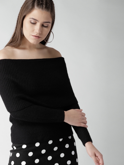 

FOREVER 21 Women Black Off-Shoulder Pullover