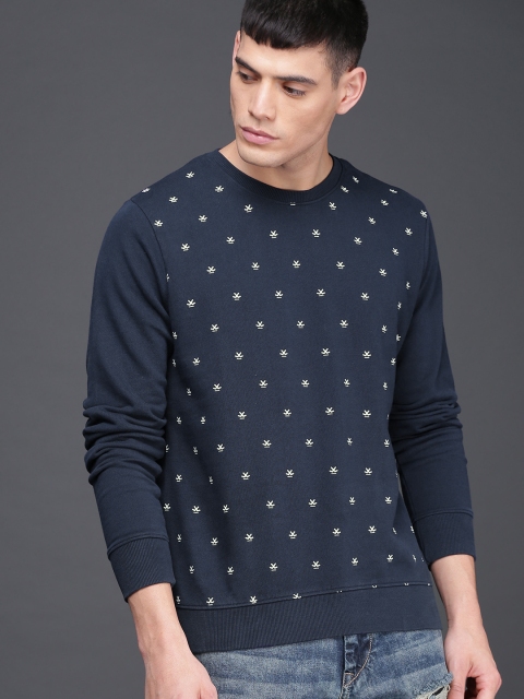 

WROGN Men Navy Blue Printed Sweatshirt