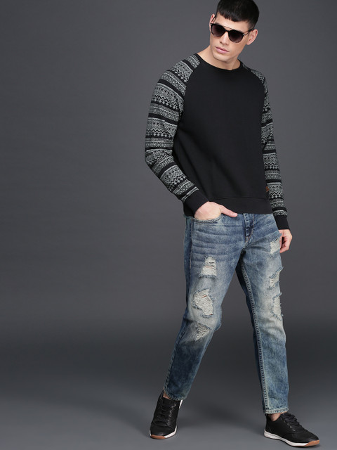 

WROGN Men Black Solid Sweatshirt