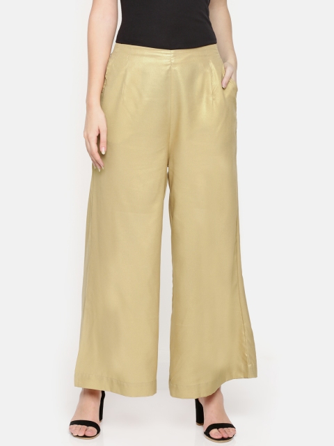 

De Moza Women Gold-Coloured Solid Palazzos
