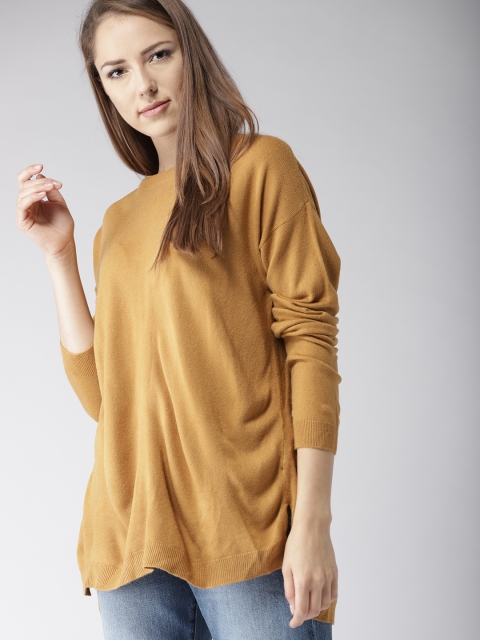 

FOREVER 21 Women Mustard Brown Solid Sweater