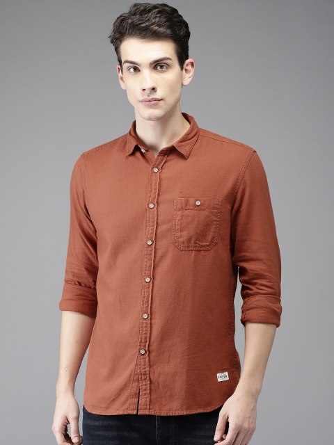 

Flying Machine Men Rust Orange Classic Regular Fit Solid Casual Shirt