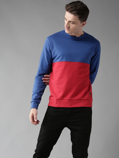 

Flying Machine Men Blue & Red Colourblocked Sweatshirt