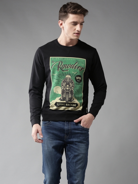 

Flying Machine Men Black & Green Printed Sweatshirt