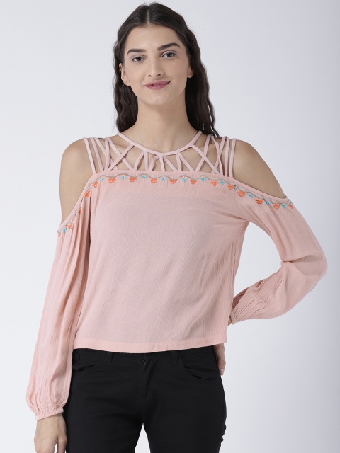 

Magzayra Women Peach-Coloured Solid Top