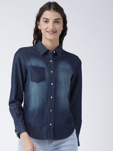

Magzayra Women Blue Regular Fit Faded Casual Shirt