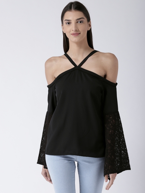

Magzayra Women Black Solid Bardot Top