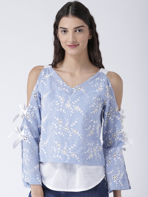 

Magzayra Women Blue Schiffli Top