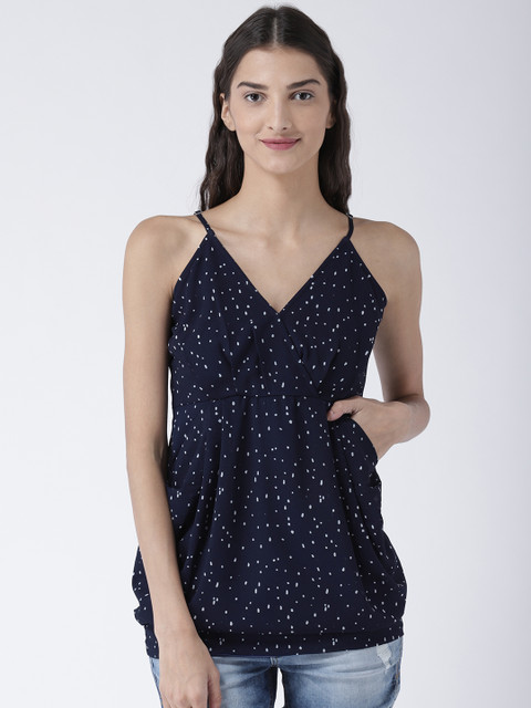 

Magzayra Women Navy Blue Printed Empire Top
