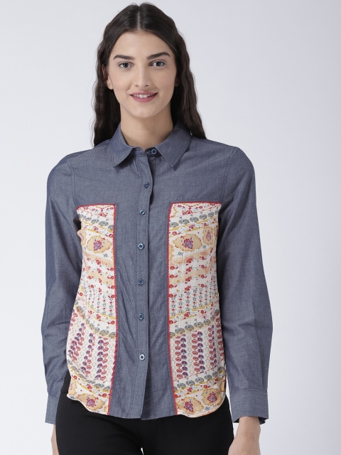 

Magzayra Women Blue Regular Fit Printed Casual Shirt