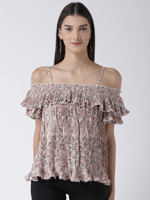 

Magzayra Women Pink Printed Bardot Top