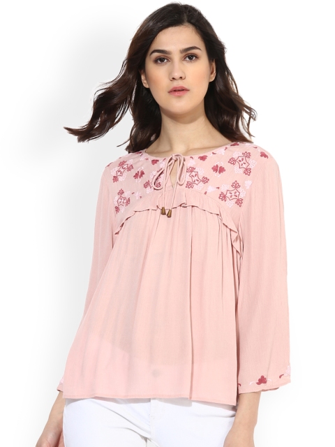 

Magzayra Women Pink Solid A-Line Top